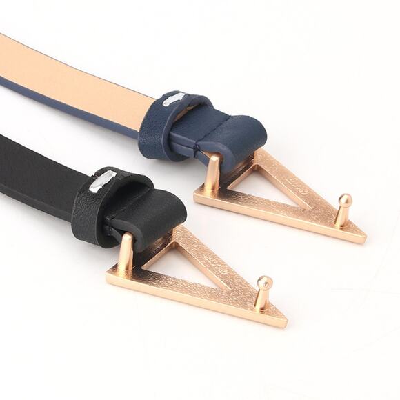 2/$30 Belt Classic Coffee Chocolate Brown Gold Buckle Faux Leather Arrow - Picture 4 of 6